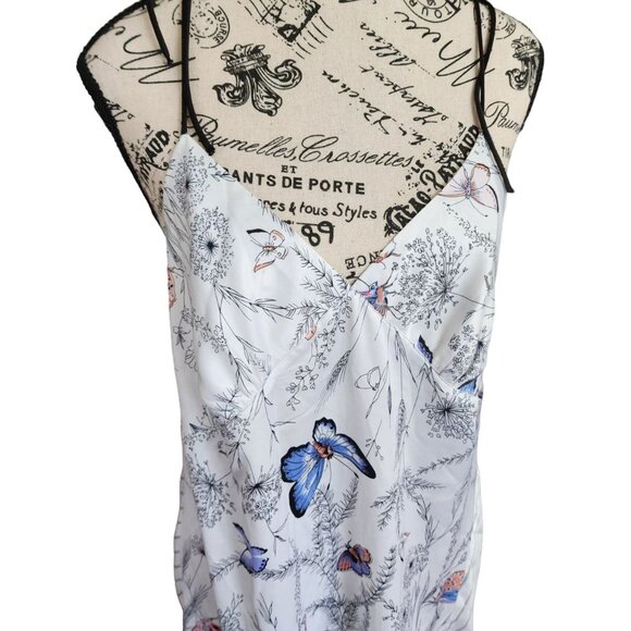 GAP Love Slip Dress Women's M Floral Striped White Midi Spaghetti Straps - Picture 9 of 11